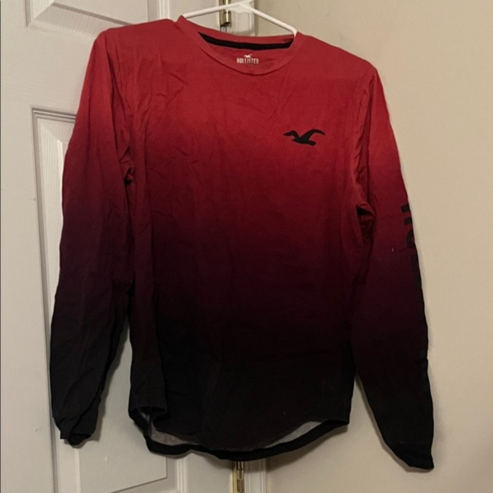 Men's Red and Black Long Sleeve Tee